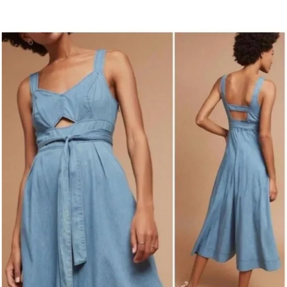 Anthropologie Holding Horses Denim Cutout Jumpsuit